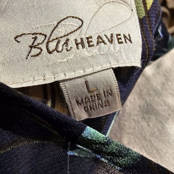 Blu Heaven Duster Cardigan Large Blue Floral Open-Shoulder Boho Garden Fairy NEW - Picture 5 of 10